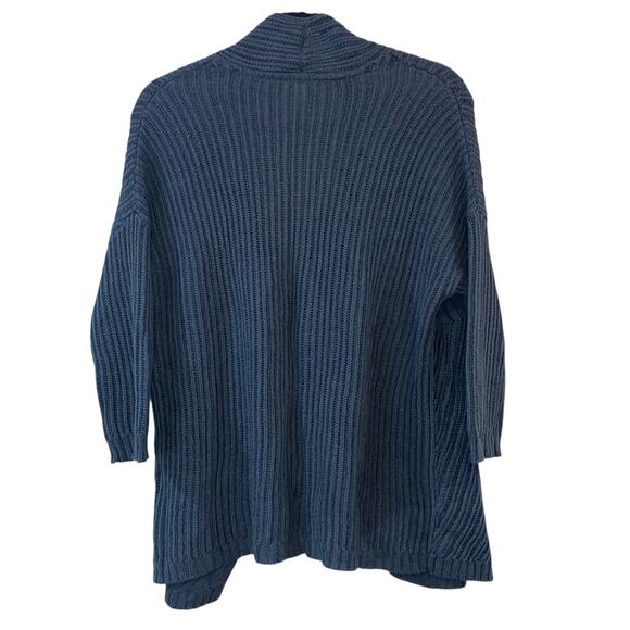 Pure Jill Blue Ribbed Knit Cardigan XS Open Front Hook Closure Cozy Boho Sweater - Picture 2 of 4
